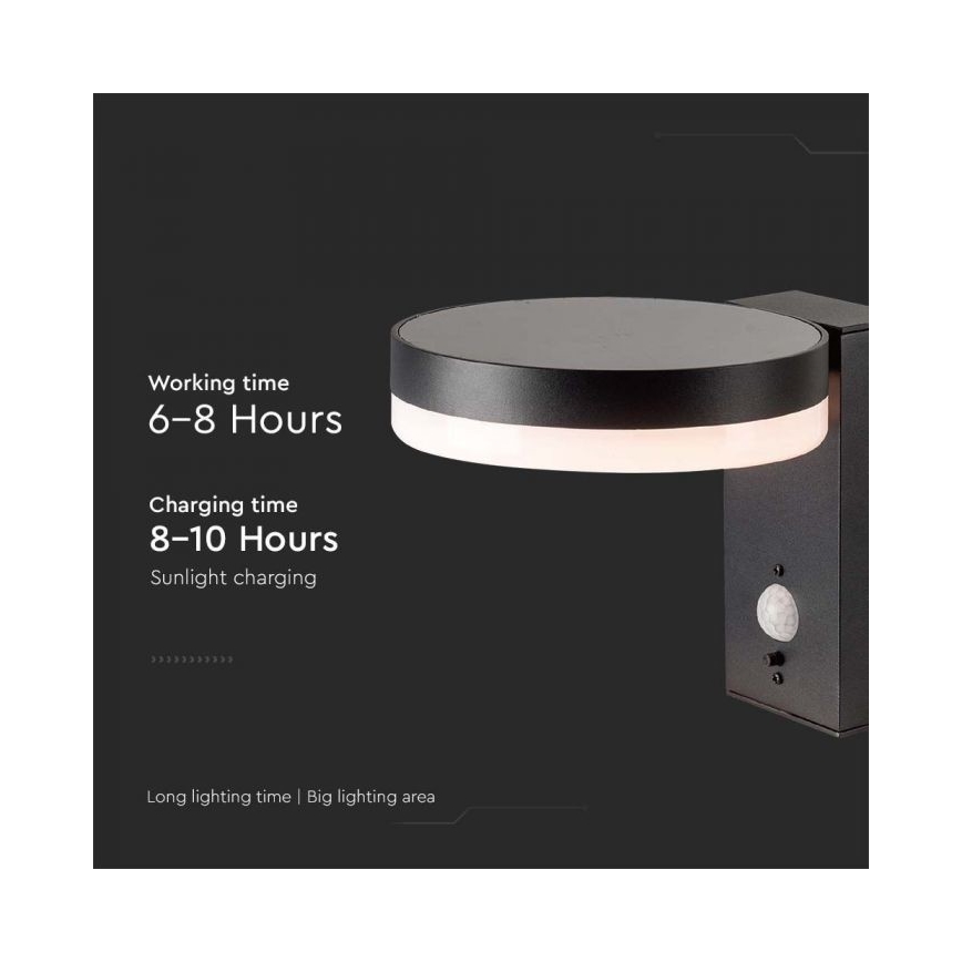 LED Väli päikesepaneeliga seinavalgusti anduriga LED/5,5W/3,7V 3000K IP54 2000 mAh