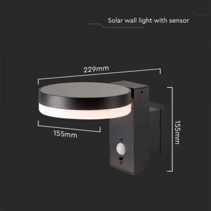 LED Väli päikesepaneeliga seinavalgusti anduriga LED/5,5W/3,7V 3000K IP54 2000 mAh
