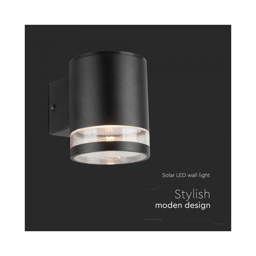 LED Väli päikesepaneeliga seinavalgusti LED/1W/3,7V 3000K IP54 must