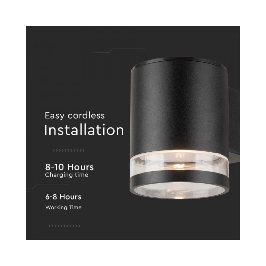 LED Väli päikesepaneeliga seinavalgusti LED/1W/3,7V 3000K IP54 must