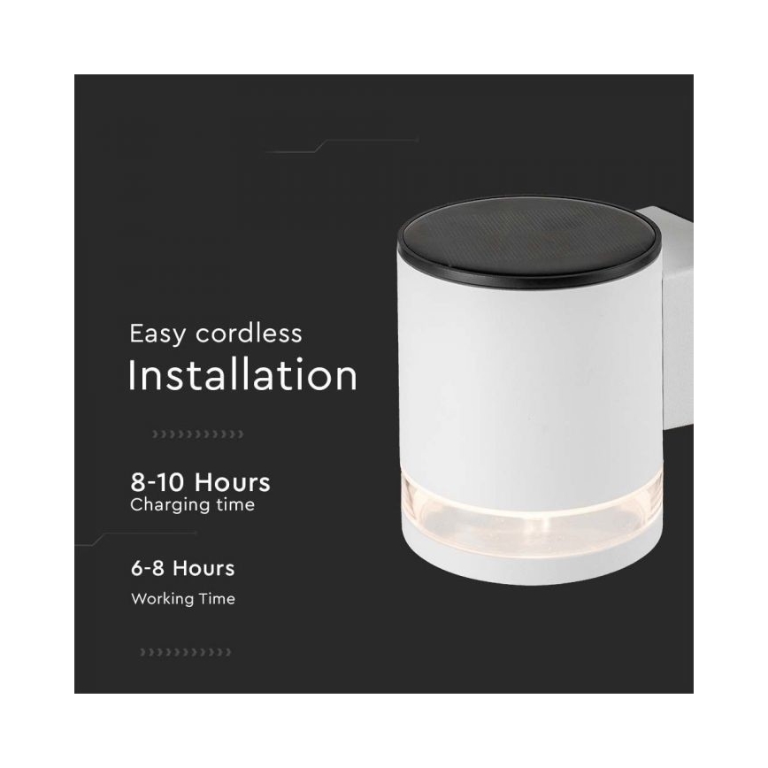LED Väli päikesepaneeliga seinavalgusti LED/1W/3,7V 3000K IP54 valge