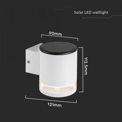 LED Väli päikesepaneeliga seinavalgusti LED/1W/3,7V 3000K IP54 valge