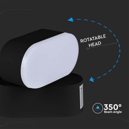 LED Väli paindlik seinavalgusti LED/5W/230V 3000K IP65 must