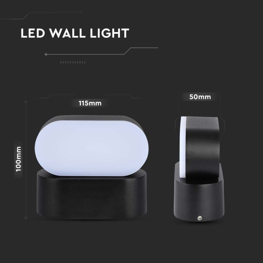 LED Väli paindlik seinavalgusti LED/5W/230V 3000K IP65 must