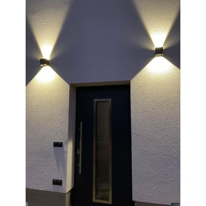 LED Väli seinavalgusti 2xLED/3W/230V IP54 antratsiit