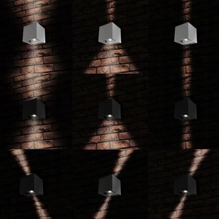 LED Väli seinavalgusti 2xLED/3W/230V IP54 antratsiit
