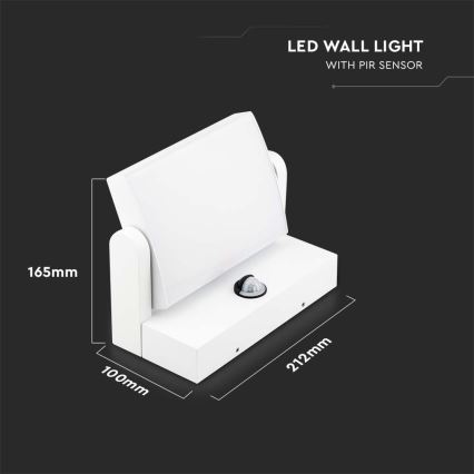 LED Väli seinavalgusti anduriga LED/17W/230V 3000K IP65 valge