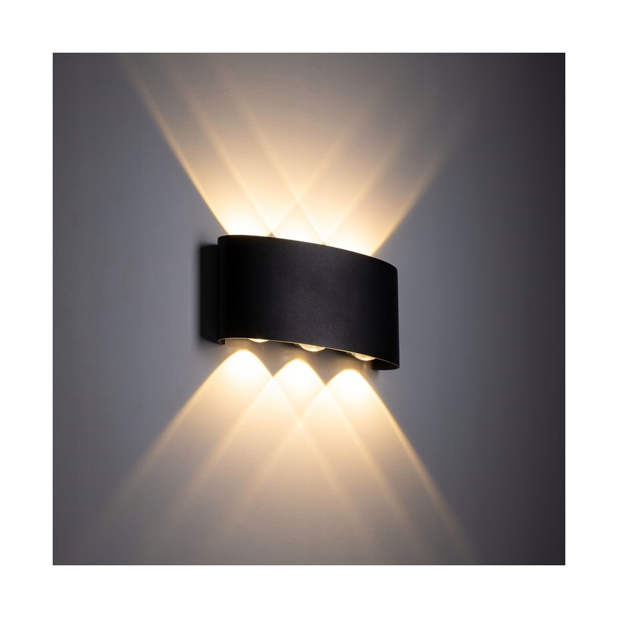 LED Väli seinavalgusti ARROW 6xLED/1W/230V IP54 must
