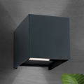 LED Väli seinavalgusti CUBE 2xLED/3W/230V IP54 antratsiit