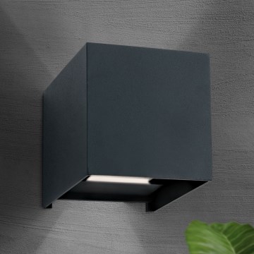 LED Väli seinavalgusti CUBE 2xLED/3W/230V IP54 antratsiit