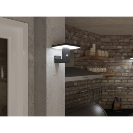 LED Väli seinavalgusti koos anduriga BARI LED/10W/230V 4000K IP54 antratsiit