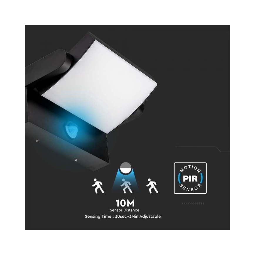 LED Väli seinavalgusti koos anduriga LED/17W/230V 3000K IP65 must