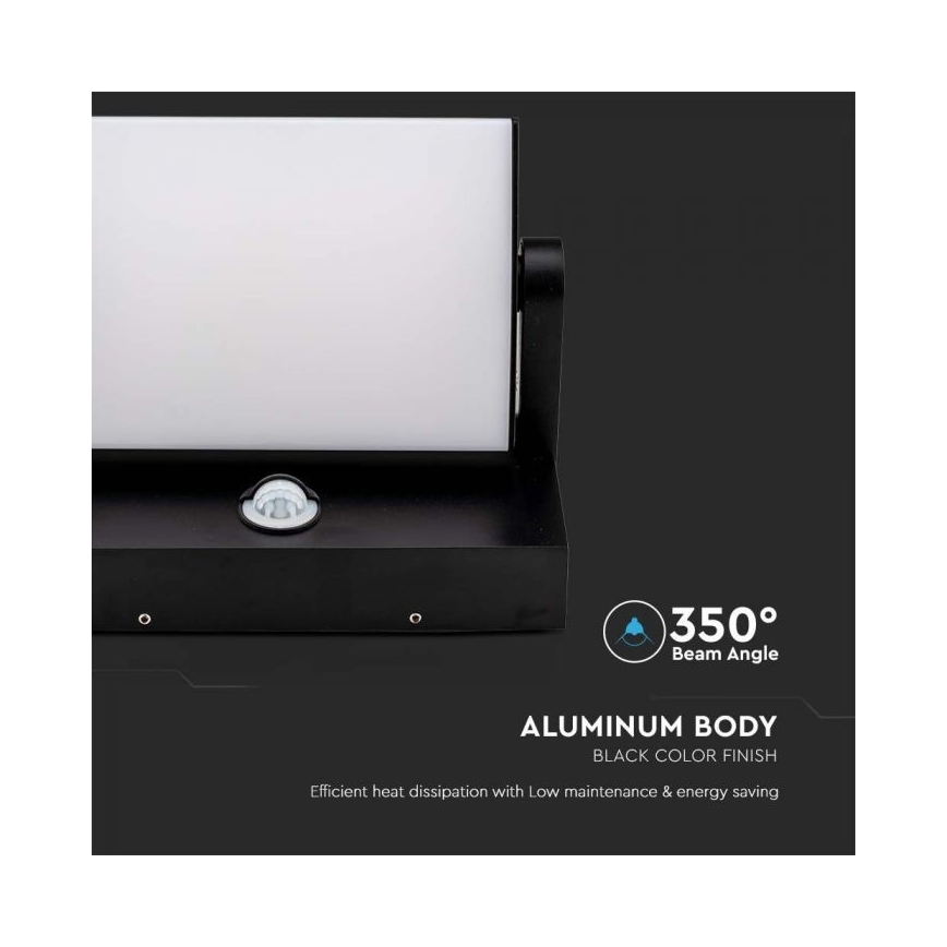 LED Väli seinavalgusti koos anduriga LED/17W/230V 3000K IP65 must