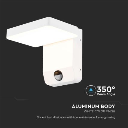 LED Paindlik väli seinavalgusti koos anduriga LED/17W/230V IP65 3000K valge