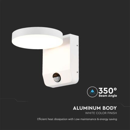 LED Paindlik väli seinavalgusti koos anduriga LED/17W/230V IP65 3000K valge