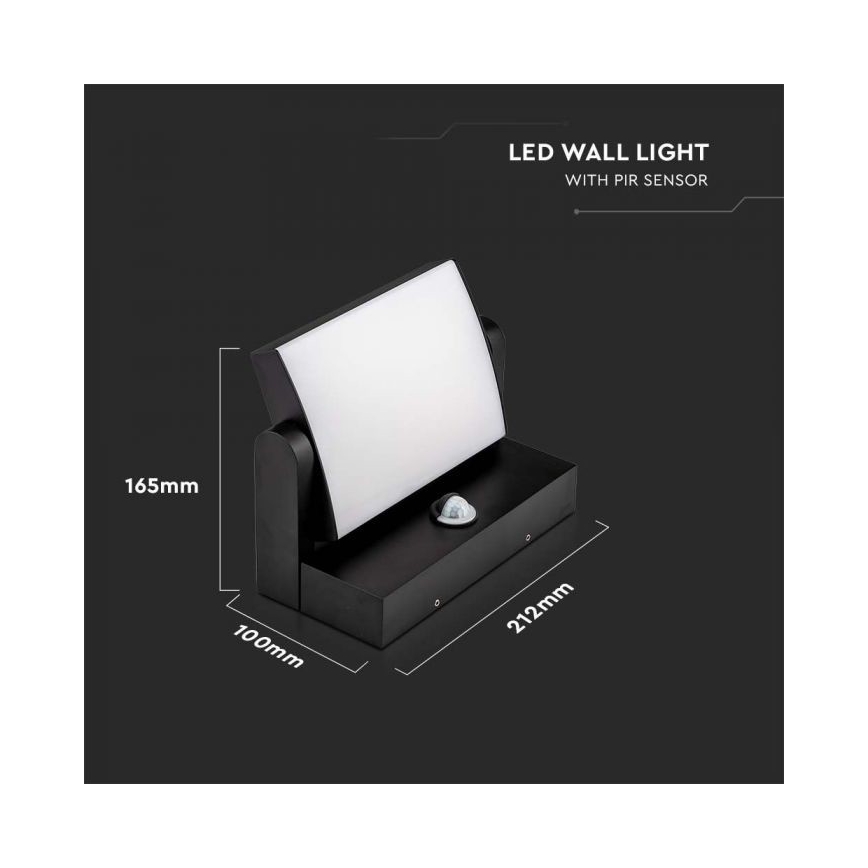 LED Väli seinavalgusti koos anduriga LED/17W/230V 4000K IP65 must
