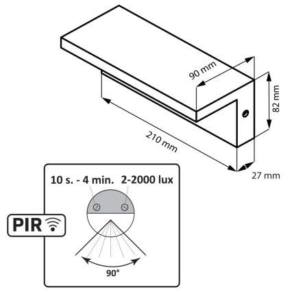 LED Väli seinavalgusti koos anduriga TESA LED/10W/230V IP54 must