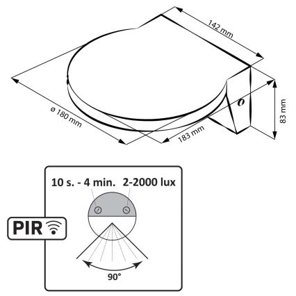 LED Väli seinavalgusti koos anduriga TESA LED/10W/230V IP54 must