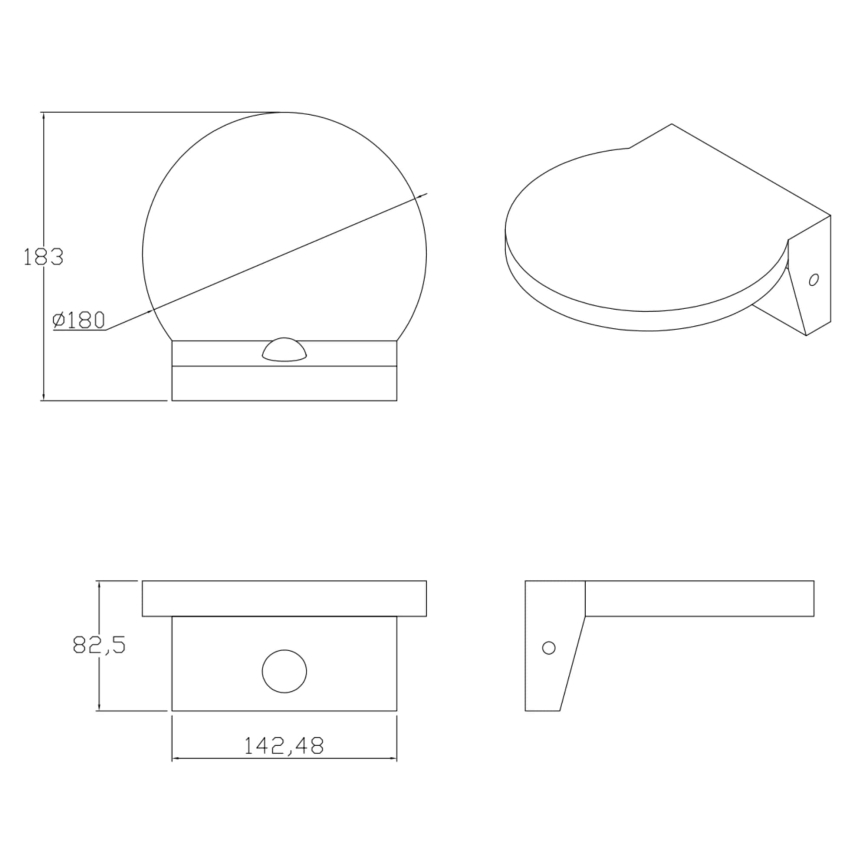 LED Väli seinavalgusti koos anduriga TESA LED/10W/230V IP54 must