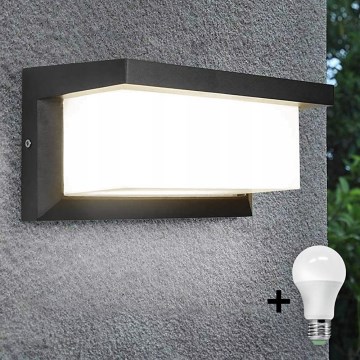 LED Väli seinavalgusti koos pirn videvikuanduriga NEELY 1xE27/9W/230V IP54 antratsiit