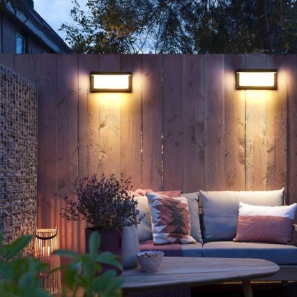 LED Väli seinavalgusti koos pirn videvikuanduriga NEELY 1xE27/9W/230V IP54 antratsiit