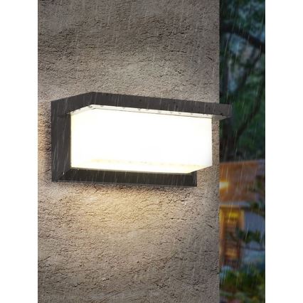 LED Väli seinavalgusti koos pirn videvikuanduriga NEELY 1xE27/9W/230V IP54 antratsiit