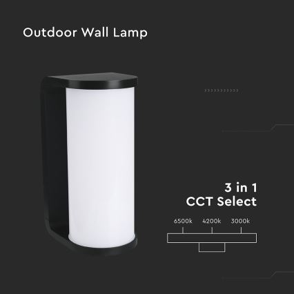 LED Väli seinavalgusti LED/12W/230V 3000/4200/6500K IP65 must