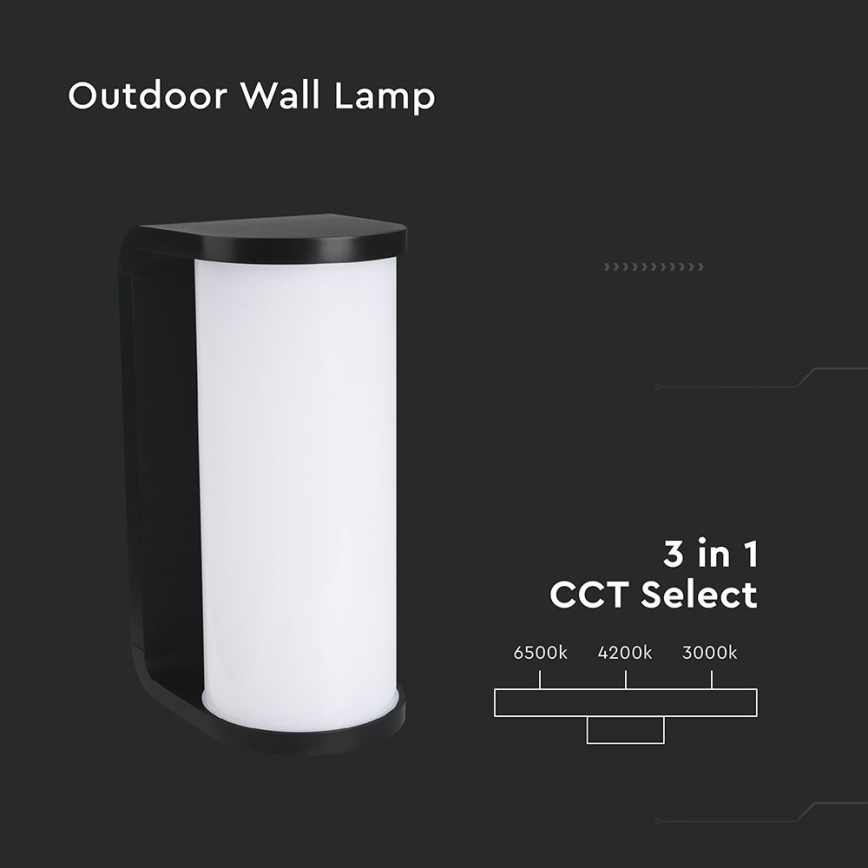 LED Väli seinavalgusti LED/12W/230V 3000/4200/6500K IP65 must
