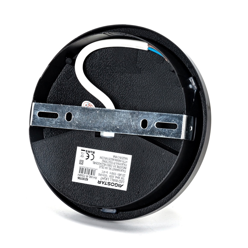 LED Väli seinavalgusti LED/15W/230V 6500K d. 15,5 cm must IP65