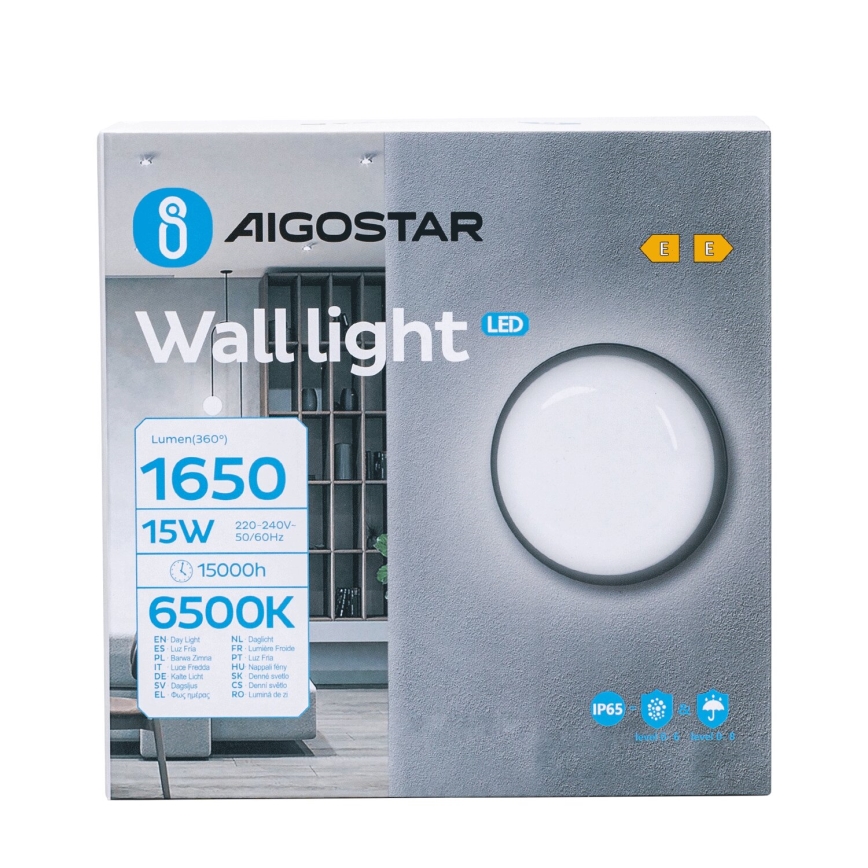 LED Väli seinavalgusti LED/15W/230V 6500K d. 15,5 cm must IP65