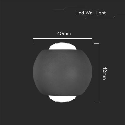 LED Väli seinavalgusti LED/2W/230V 3000K IP54 must