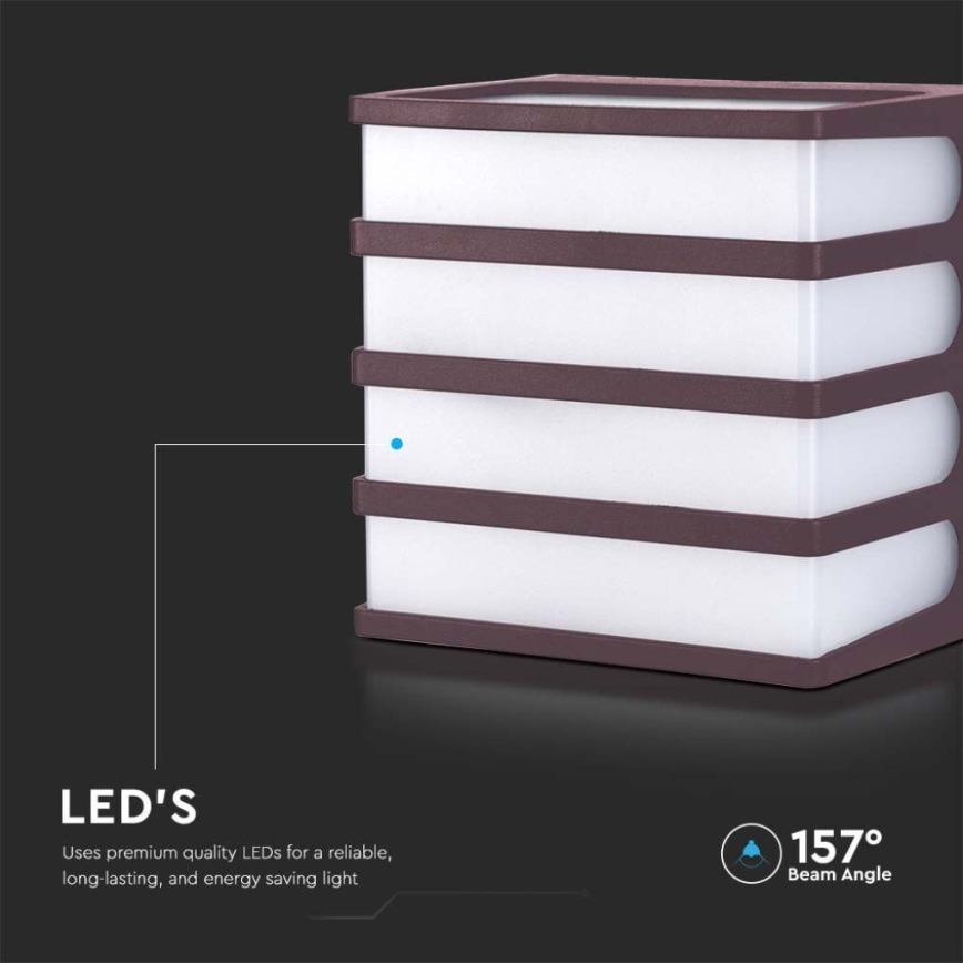 LED Väli seinavalgusti LED/8W/230V IP65 3000K pruun