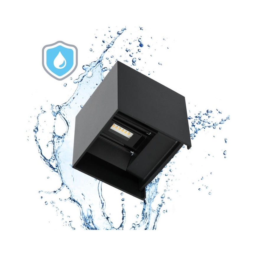 LED Väli seinavalgusti QUERK 2xLED/3W/230V 3000K IP54 must