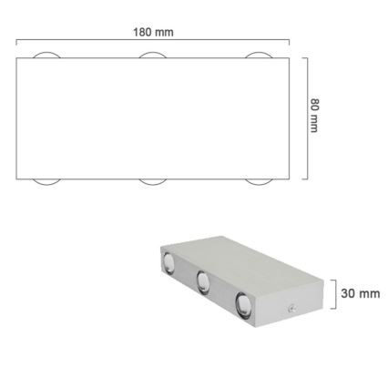 LED Väli seinavalgusti SILBER 6xLED/1W/230V IP54