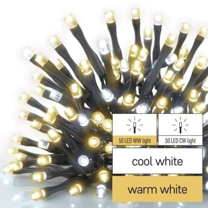 LED Väli valguskett 100xLED/10m IP44 soe/külm valge