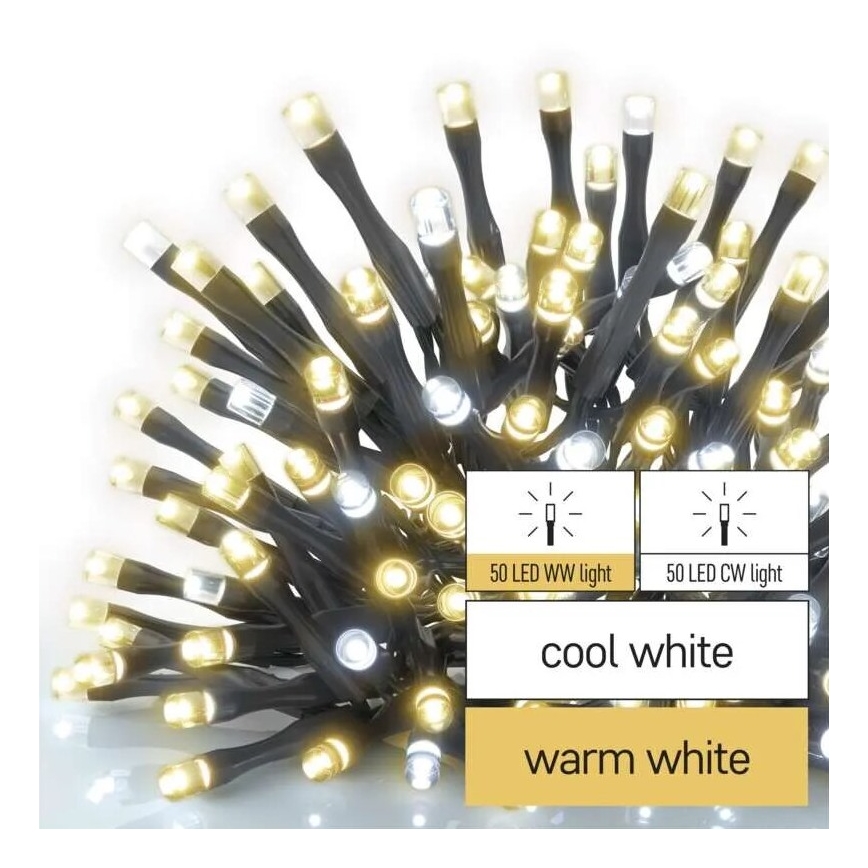 LED Väli valguskett 100xLED/10m IP44 soe/külm valge