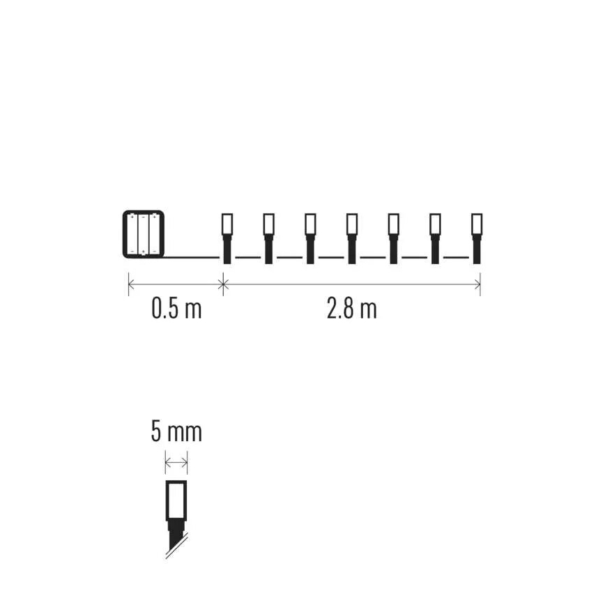 LED Väli valguskett 40xLED/3xAA 3,3m IP44 külm valge