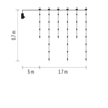 LED Väli valguskett 54xLED/8 funktsiooni 6,7x0,7m IP44 soe valge