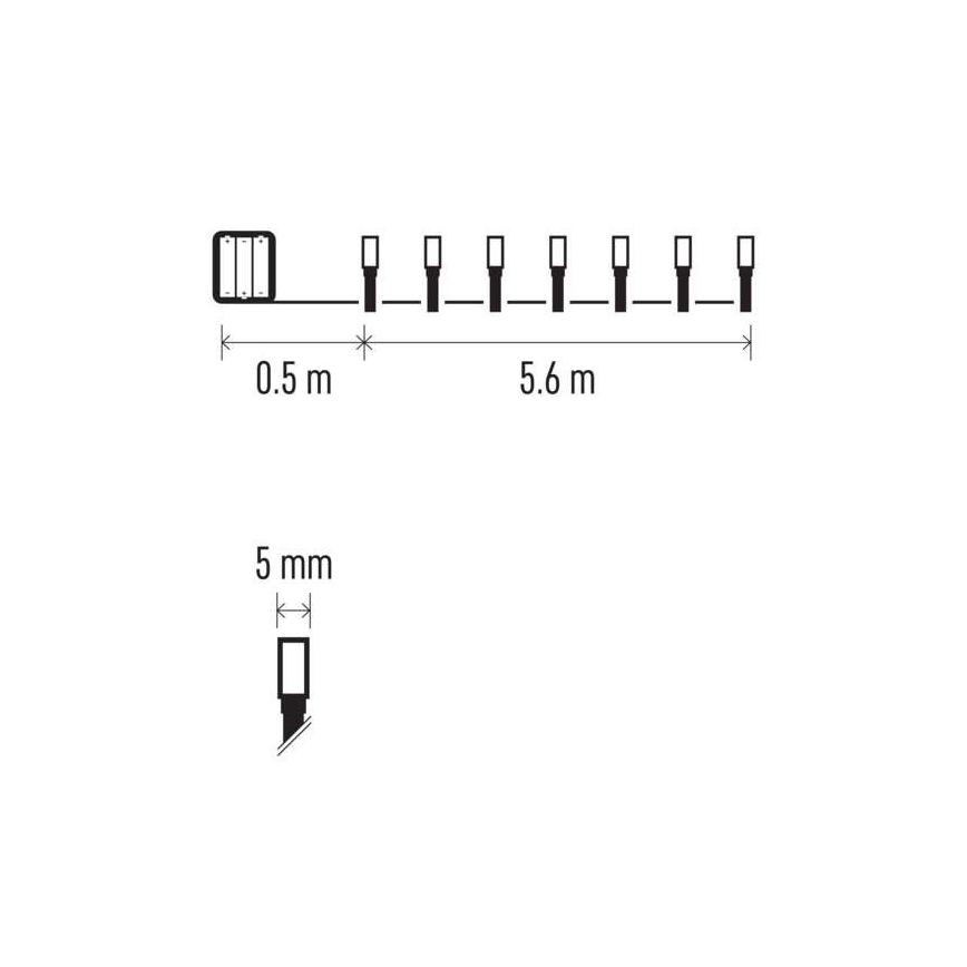 LED Väli valguskett 80xLED/3xAA 6,1m IP44 soe valge