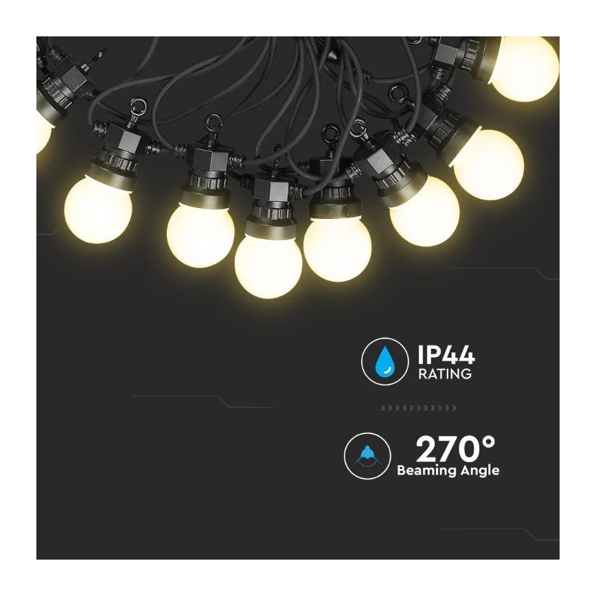 LED Väli valguskett STRING 10m 20xLED/0,5W/230V IP44 6000K
