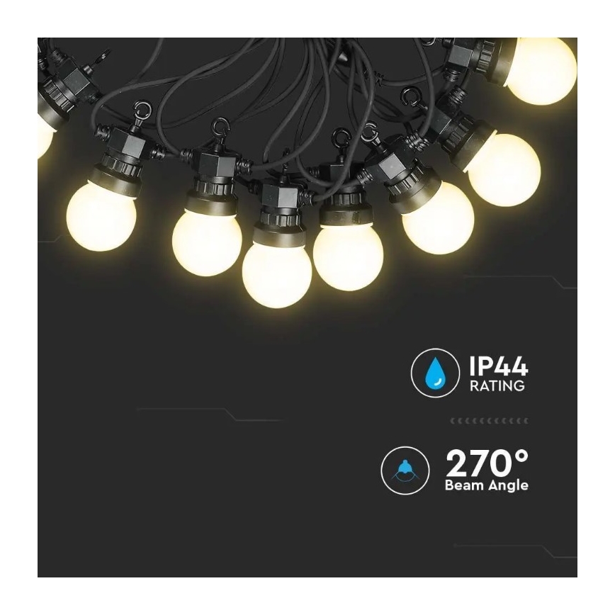 LED Väli valguskett STRING 10m 20xLED/0,5W/24/230V 3000K IP44