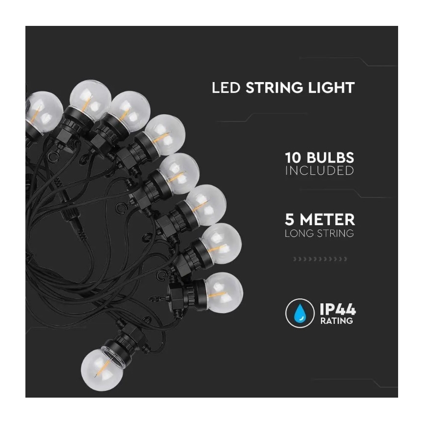 LED Väli valguskett STRING 5m 10xLED/0,4W/24/230V 3000K IP44