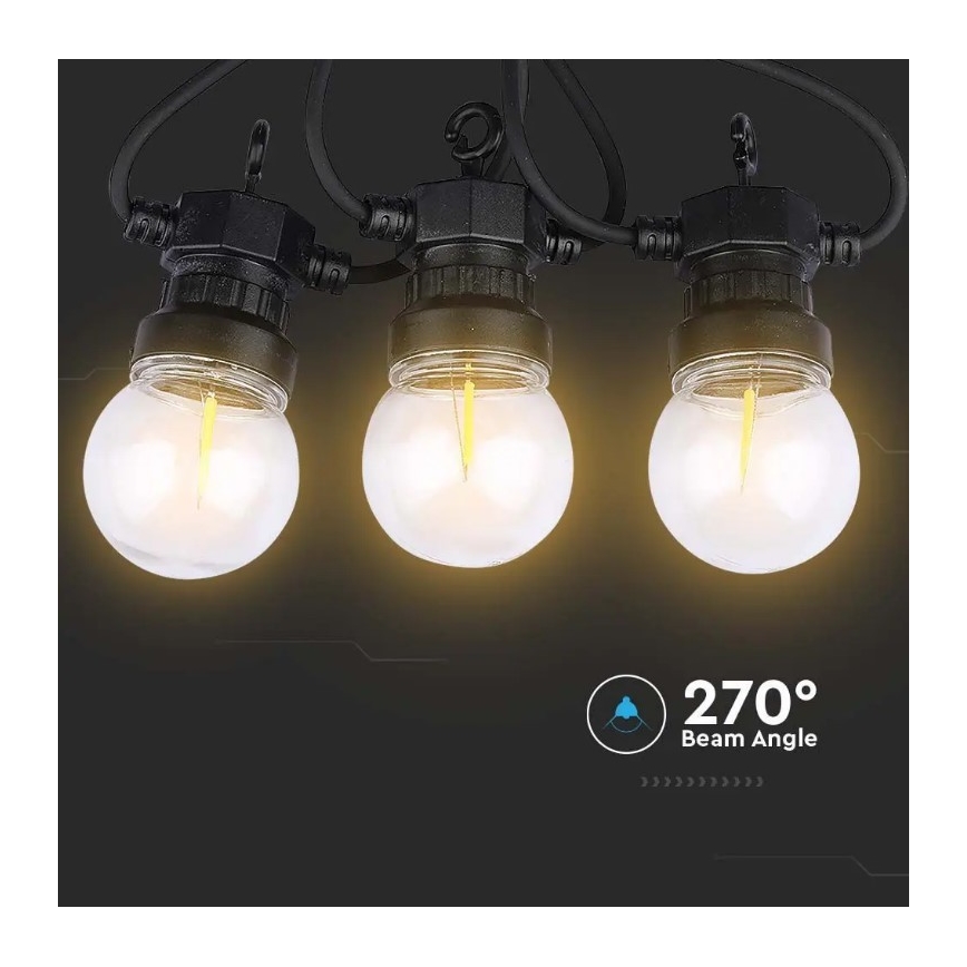 LED Väli valguskett STRING 5m 10xLED/0,4W/24/230V 3000K IP44