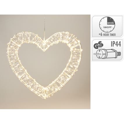 LED väline jõulukaunistus 500xLED/6W/230V 36 cm IP44 soe valge süda/valge