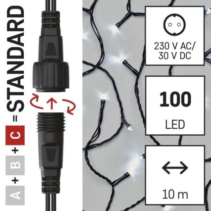LED väline  valguskett 100xLED/10m IP44 külmvalge