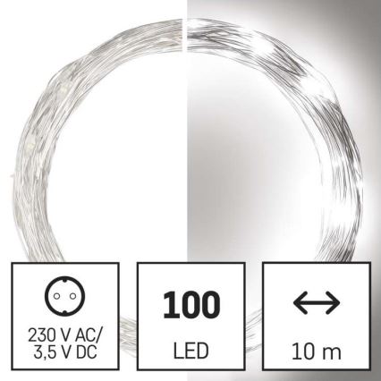 LED väline valguskett 100xLED/15m IP44 külmvalge