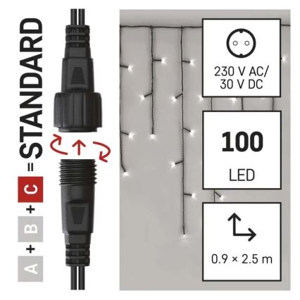 LED väline valguskett 100xLED/2,5x0,9m IP44 külm valge