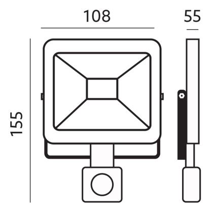 LED Väliprožektor anduriga LED/10W/230V 6500K IP44