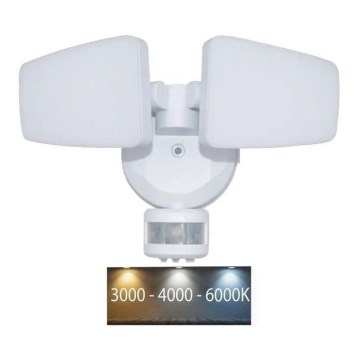 LED Väliprožektor anduriga LED/24W/230V 3000/4000/6000K IP54 valge