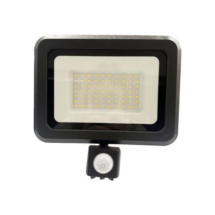 LED Väliprožektor anduriga LED/50W/230V 4000K IP44 must